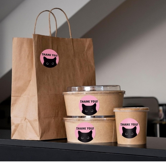 50 thank you black cat stickers - Picture 3 of 3